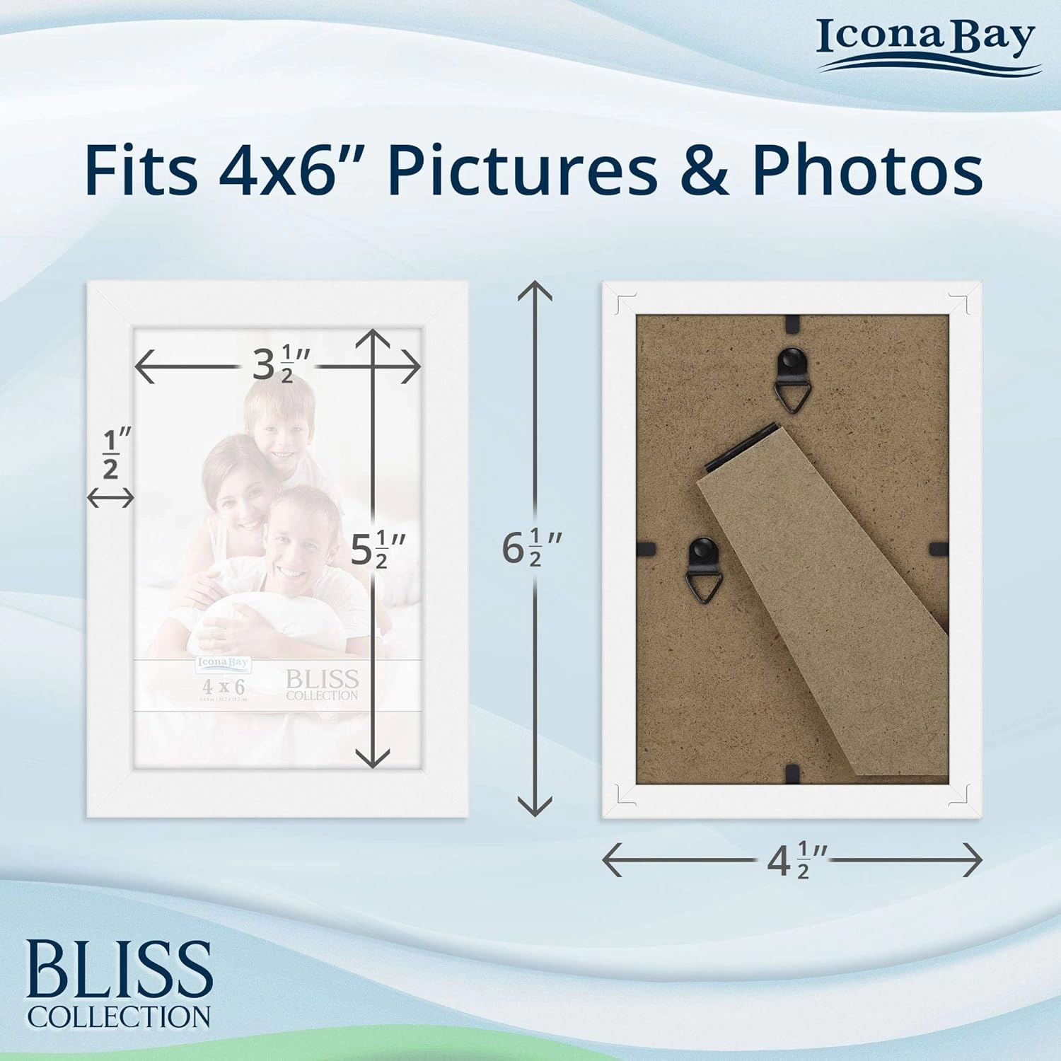 Icona Bay 4x6 Picture Frames (White, 12 Pack), Modern Style Wood Composite Frames Table Top or Wall Mount, Bliss Collection