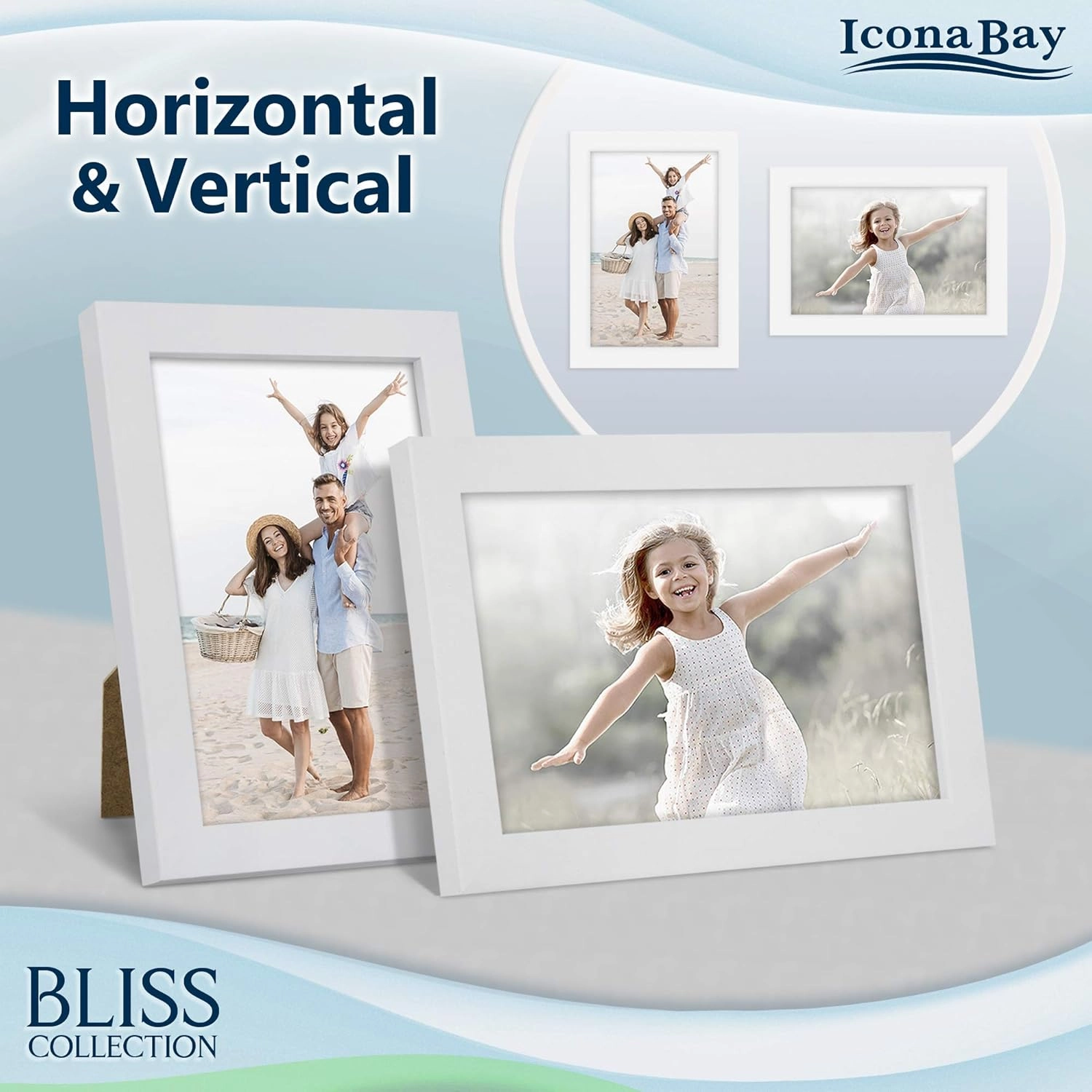 Icona Bay 4x6 Picture Frames (White, 12 Pack), Modern Style Wood Composite Frames Table Top or Wall Mount, Bliss Collection