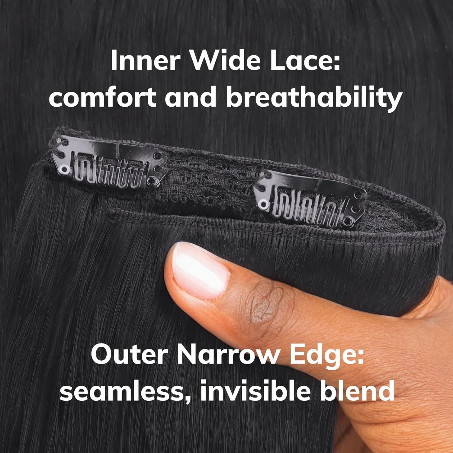 IDN BEAUTY Clip in Hair Extensions Real Human Hair Straight 120g Natural Black Double-layer Lace Clip In for Black Women Soft Breathable Lace Invisible Seamlessly Blending 7pcs 14 Inch