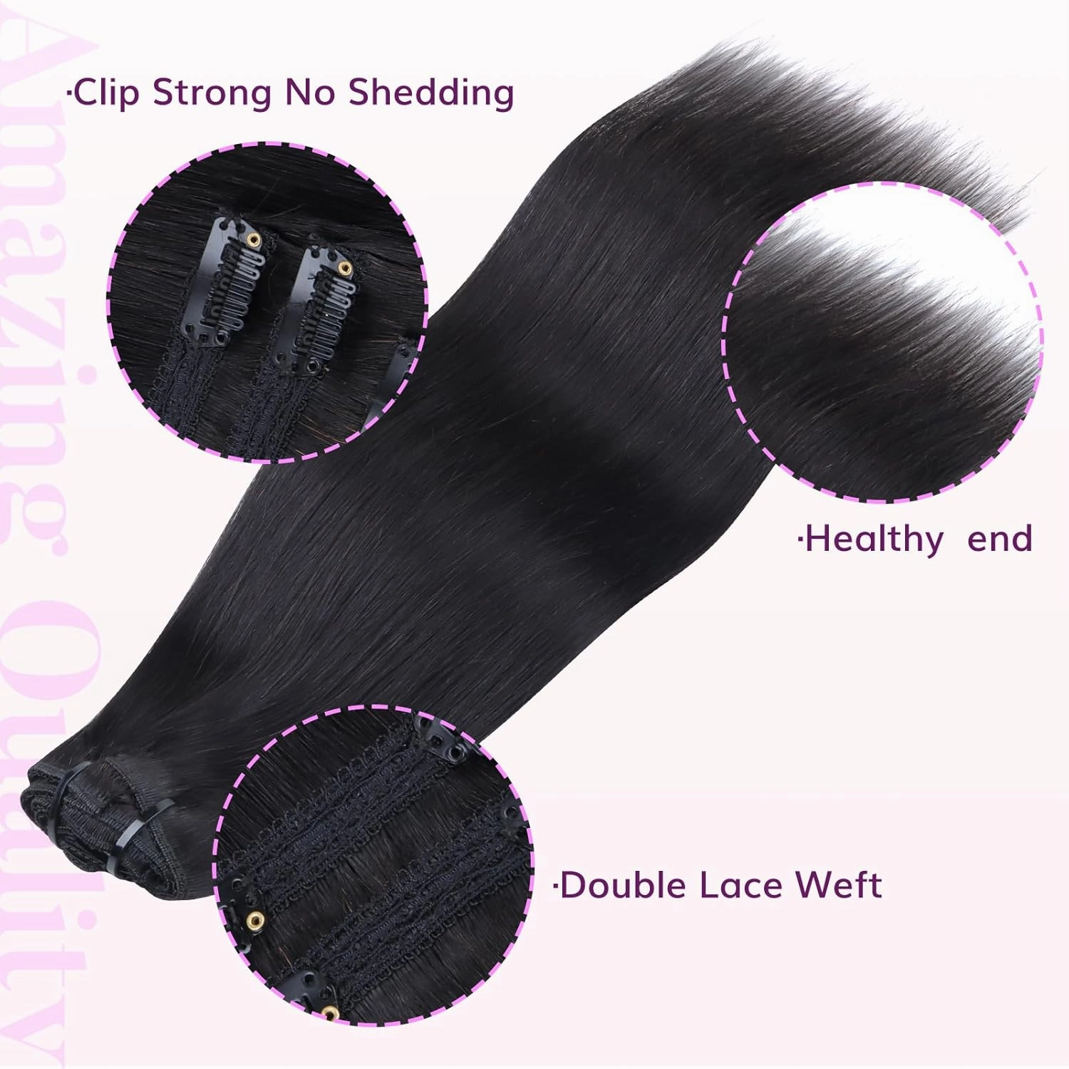 IDN BEAUTY Clip in Hair Extensions Real Human Hair Straight 120g Natural Black Double-layer Lace Clip In for Black Women Soft Breathable Lace Invisible Seamlessly Blending 7pcs 14 Inch