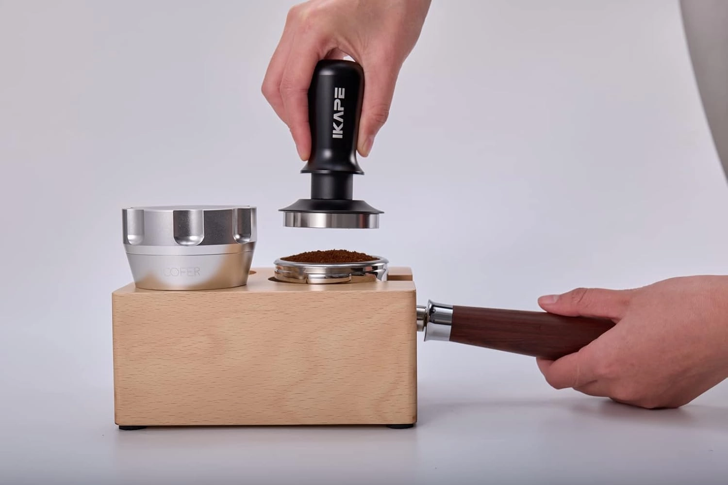 IKAPE 58.35mm Espresso Tamper, Premium Barista Coffee Tamper with Calibrated Spring Loaded, 100% Stainless Steel Base Tamper Compatible with Espresso Machine Rancilio, Gaggia Bottomless Portafilter