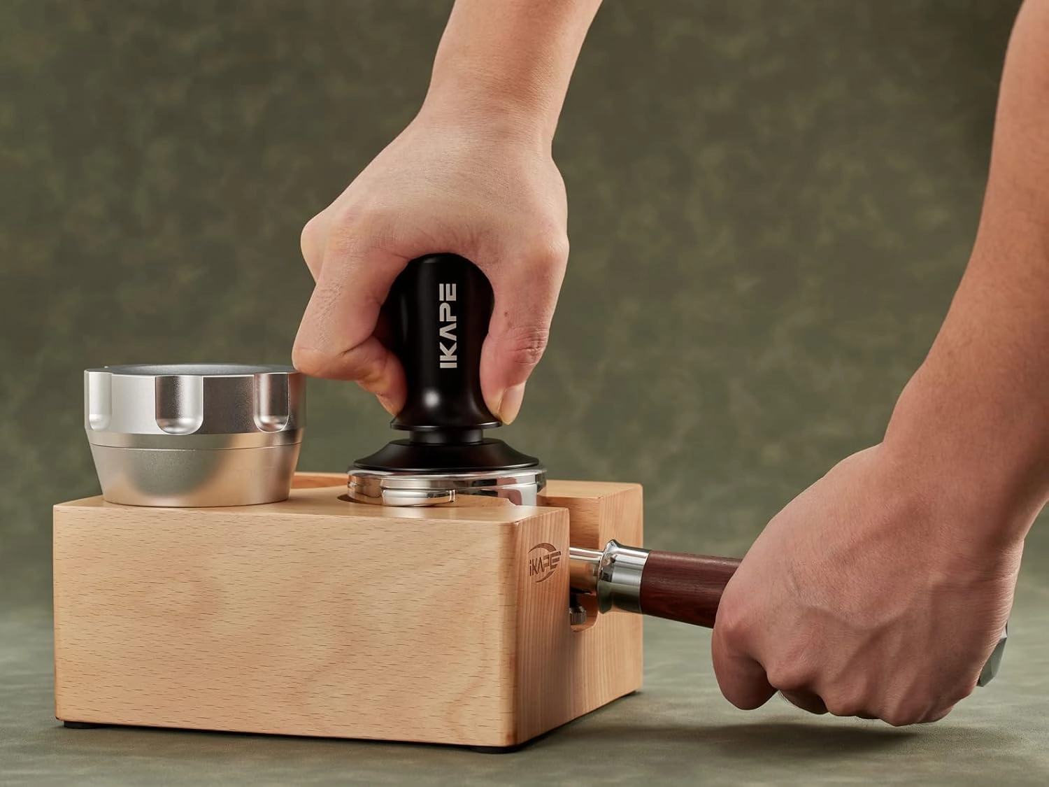 IKAPE 58.35mm Espresso Tamper, Premium Barista Coffee Tamper with Calibrated Spring Loaded, 100% Stainless Steel Base Tamper Compatible with Espresso Machine Rancilio, Gaggia Bottomless Portafilter