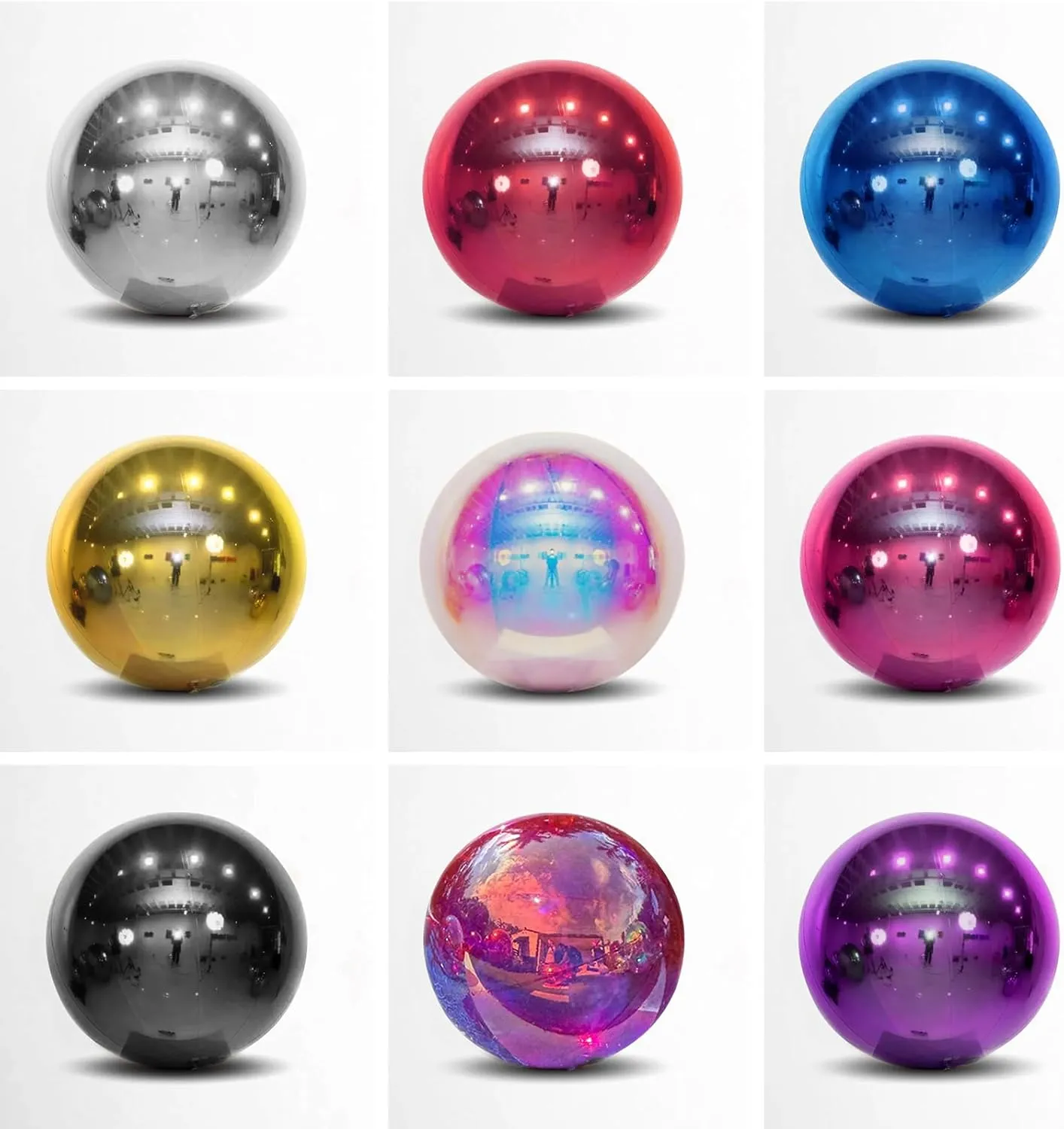 Inflatable Mirror Balls Big Shinny Balls Large Event Decoration Balloon PVC Disco Bubble Balloon for Wedding, Party, Advertising Decor (Black, 2ft/0.6m(no pump))