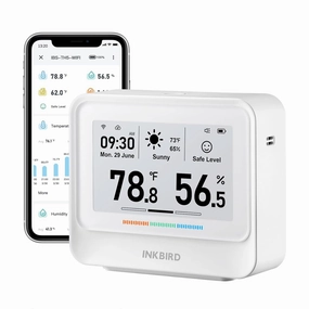 INKBIRD WiFi Thermometer Hygrometer, Temperature and Humidity Sensor with Weather Station, 9-in-1 IBS-TH5 with Electronic Ink Display, 2 Years Free Data Storage Export, Remote Monitor for Room
