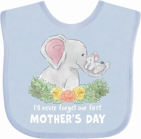 inktastic I'll Never Forget Our 1st Mother's Day Elephant Family Baby Bib