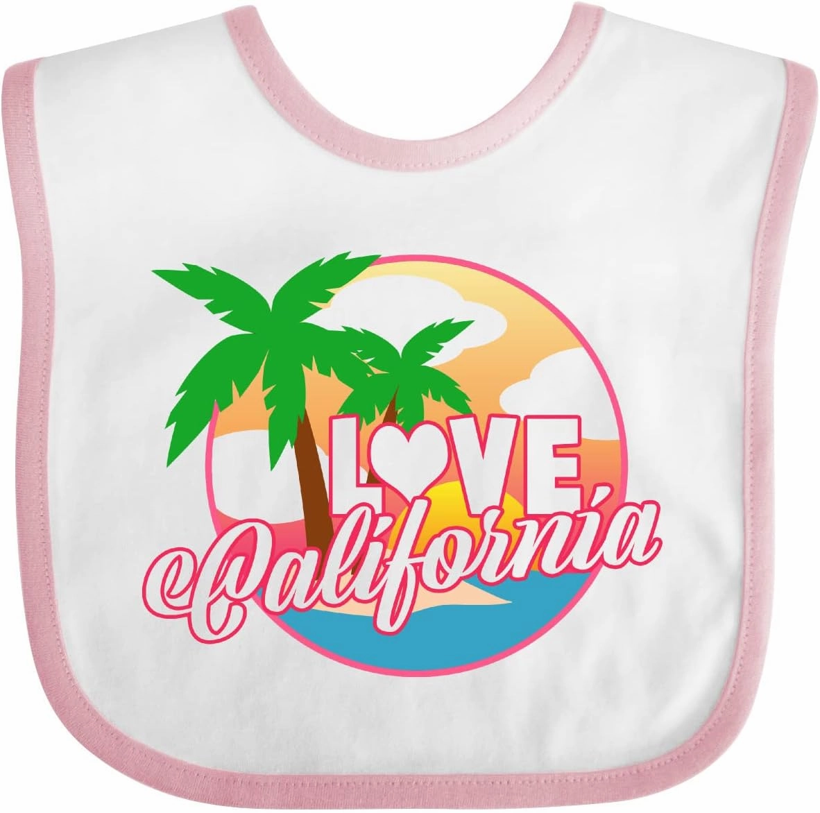 inktastic I Love California with Ocean and Palm Trees Baby Bib