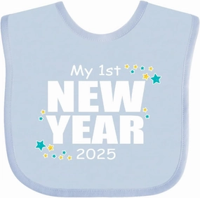 inktastic My 1st New Year 2025 with Stars Baby Bib