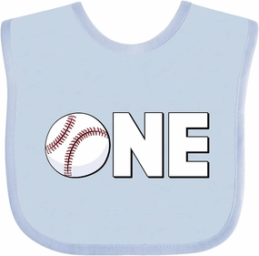 inktastic One- Baseball First Birthday Baby Bib