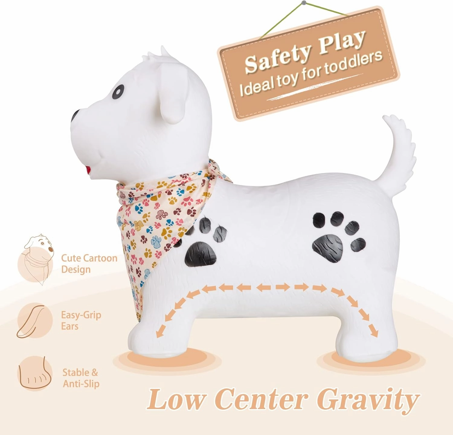 INPANY Bouncy Dog Hopper Toys for Toddlers-Hopping/Bouncing/Bounce Horse, Jumping Horse, Outdoor Indoor Inflatable Ride-on Animal Toy for Kids/Boys/Girls Gifts(Pump Included)