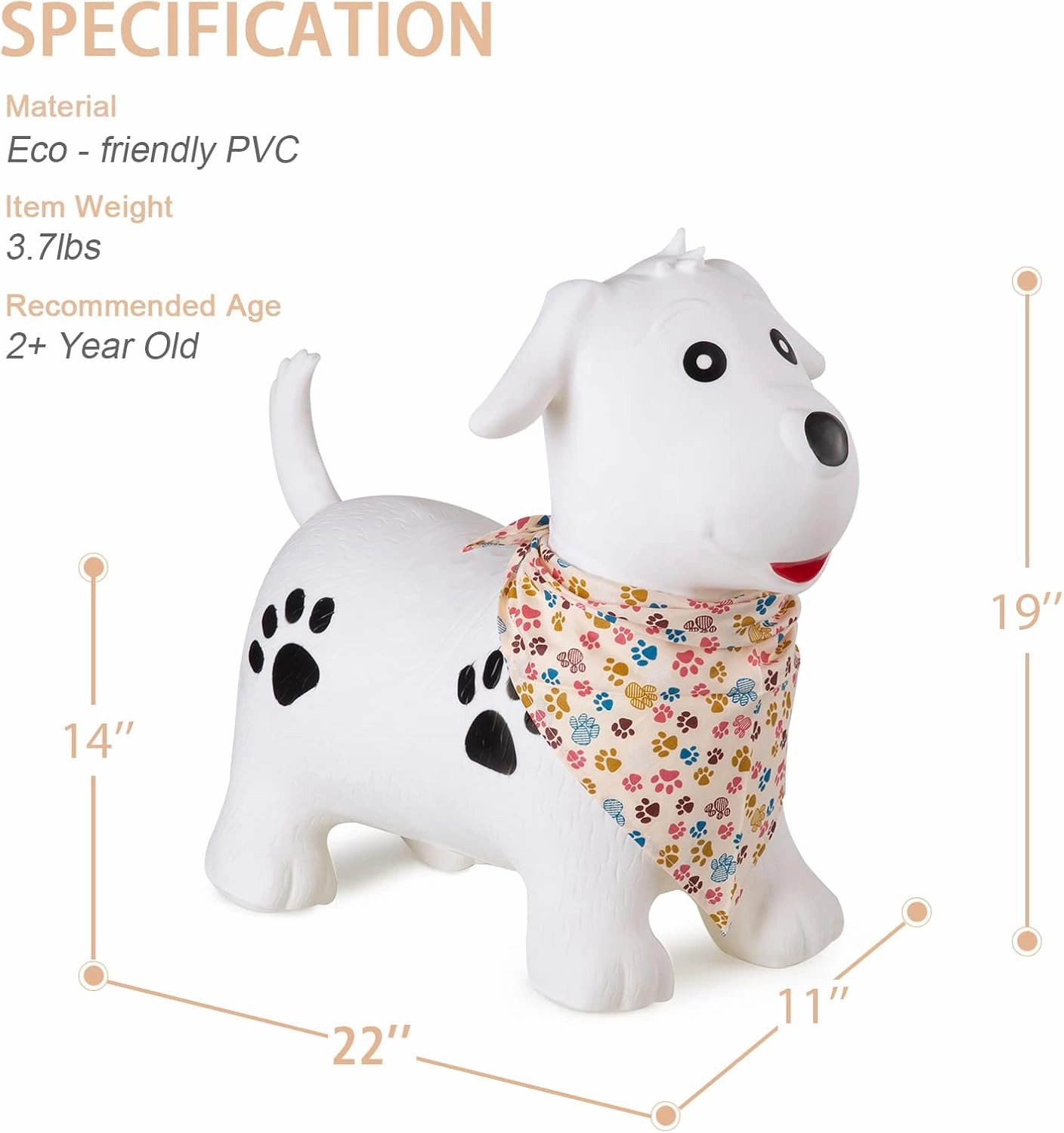 INPANY Bouncy Dog Hopper Toys for Toddlers-Hopping/Bouncing/Bounce Horse, Jumping Horse, Outdoor Indoor Inflatable Ride-on Animal Toy for Kids/Boys/Girls Gifts(Pump Included)