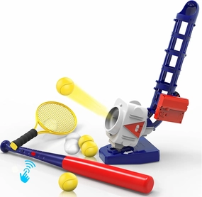 iPlay, iLearn Kids Pitching Machine Toys, 2 in 1 RC Baseball Tennis Pitcher, Auto Ball Launcher Bat, Boys Outdoor Outside Sports Backyard Game, Birthday Gift 5 6 7 8 10 12 Yr Youth-Unassembled