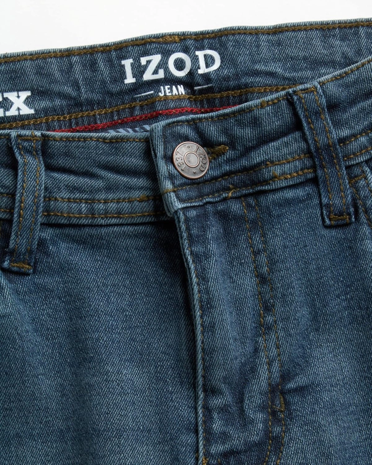 IZOD Men's Straight Fit Jeans - Comfortable Stretch Casual Pull On Denim Jeans for Men - Ultrasoft Men's Fashion Pants