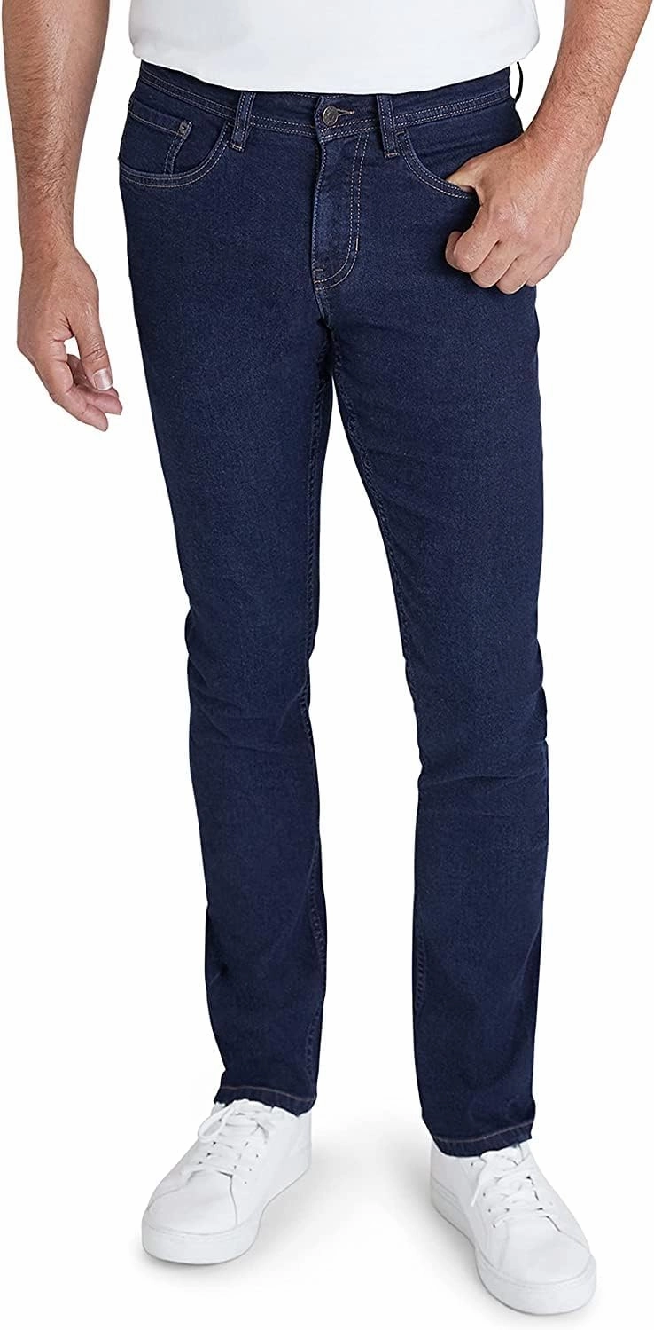 IZOD Men's Straight Fit Jeans - Comfortable Stretch Casual Pull On Denim Jeans for Men - Ultrasoft Men's Fashion Pants