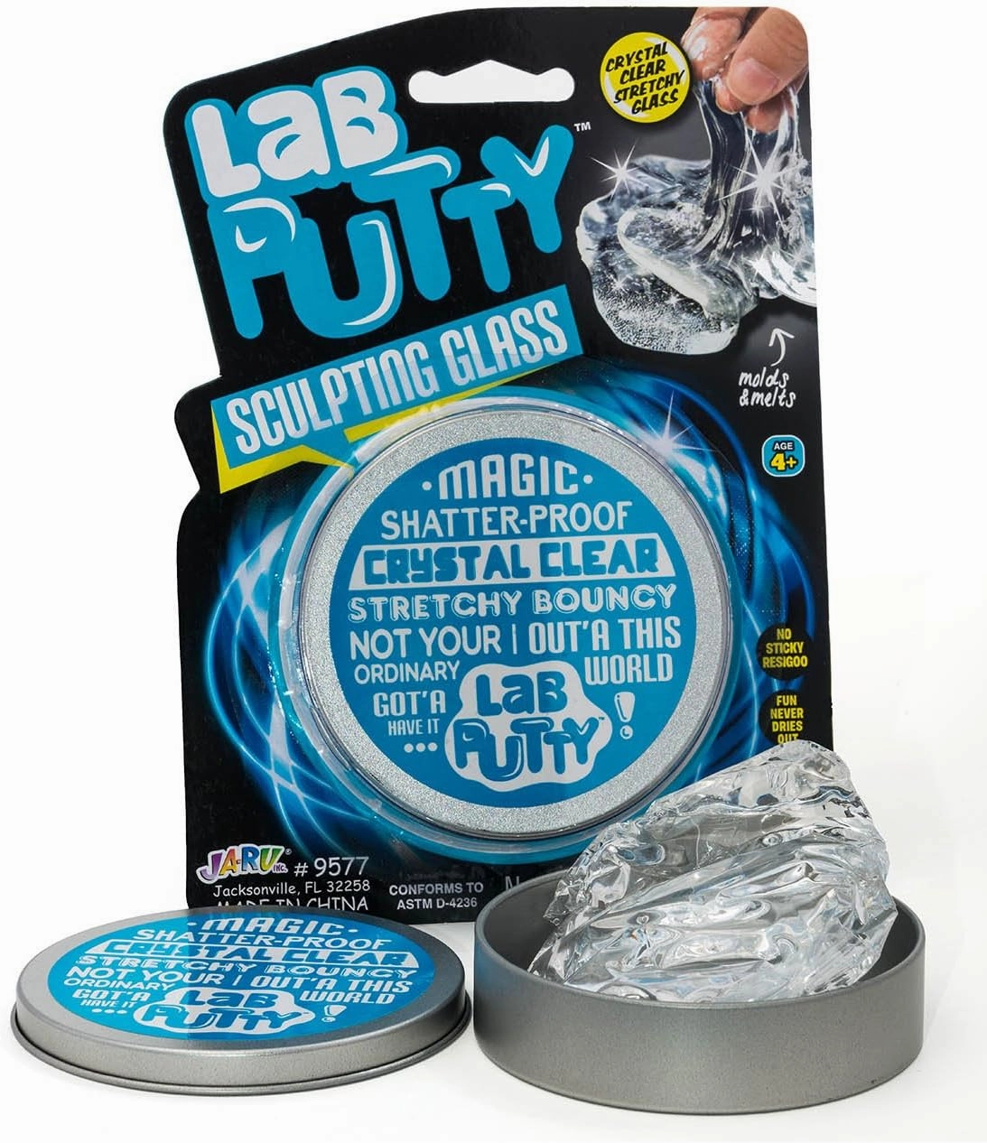 JA-RU Lab Putty Clear Slime with Tin Case (3-Pack) Squishy Sensory Putty for Kids. Stress Relief Anger Management Toys. Bulk Slime Party Favors for Kids. 9577-3p