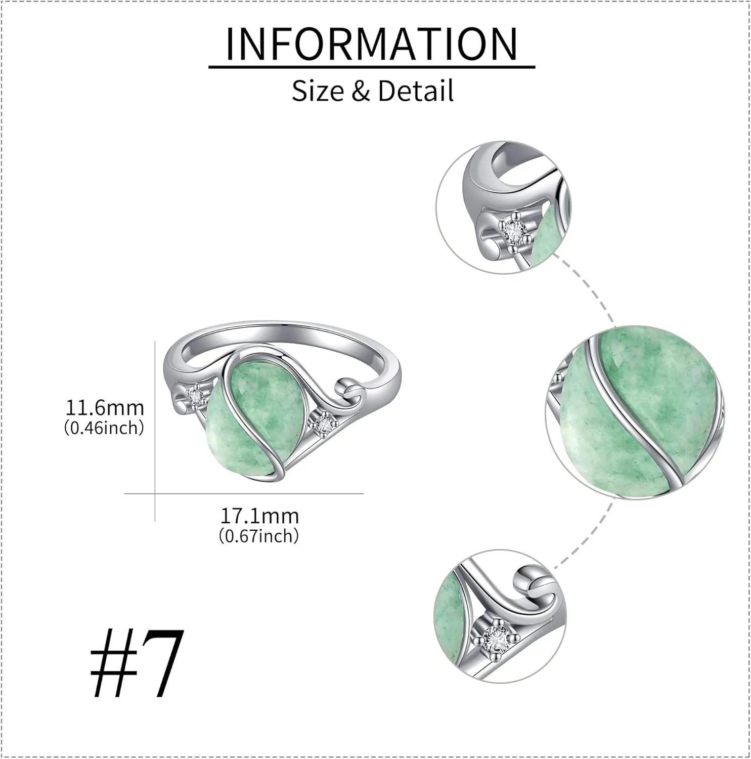 Jade Ring S925 Sterling Silver Vintage Oval Green Jade Ring Jewelry for Women