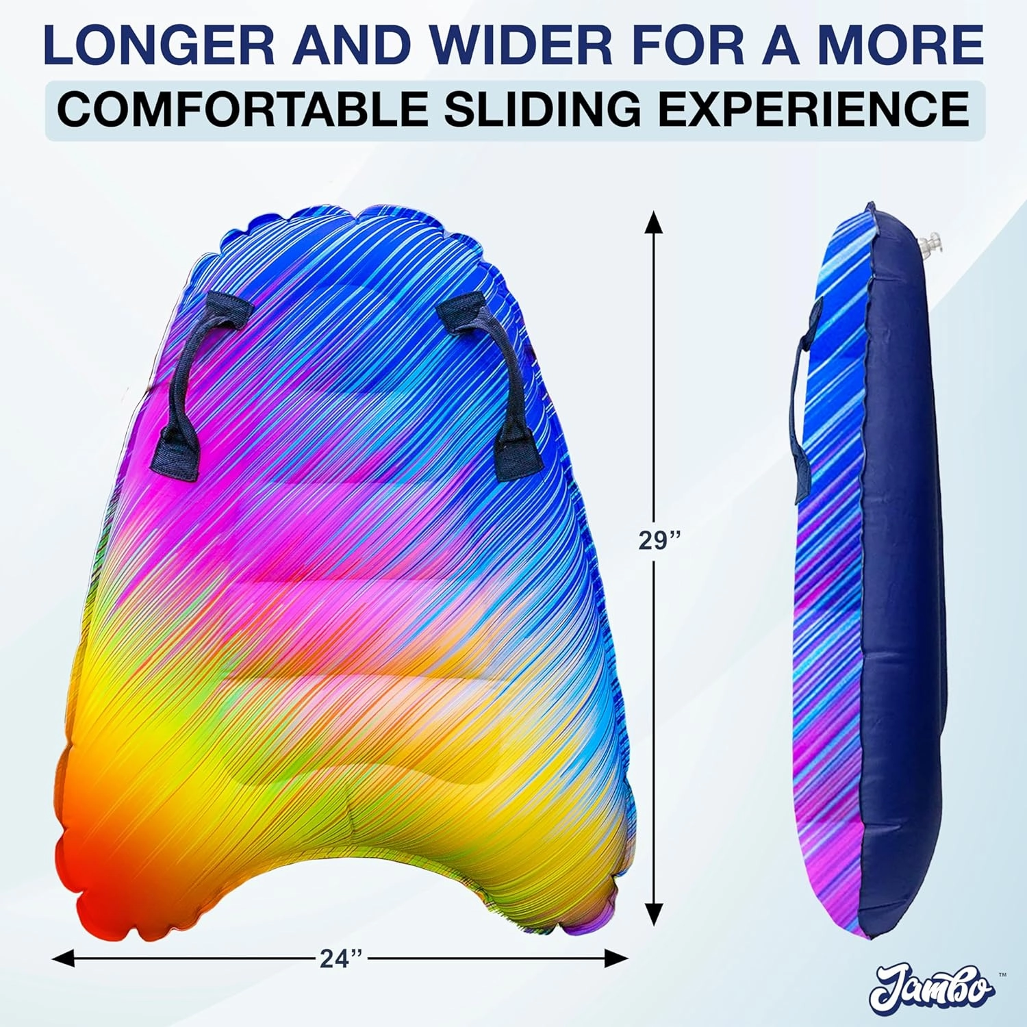 JAMBO Inflatable Surf Body Board with Handles, Boogie Board for Beach, Surfing Swimming Floating Surfboard Boards, Pool Floats Pool Beach Toy for Kids- 4 Pack