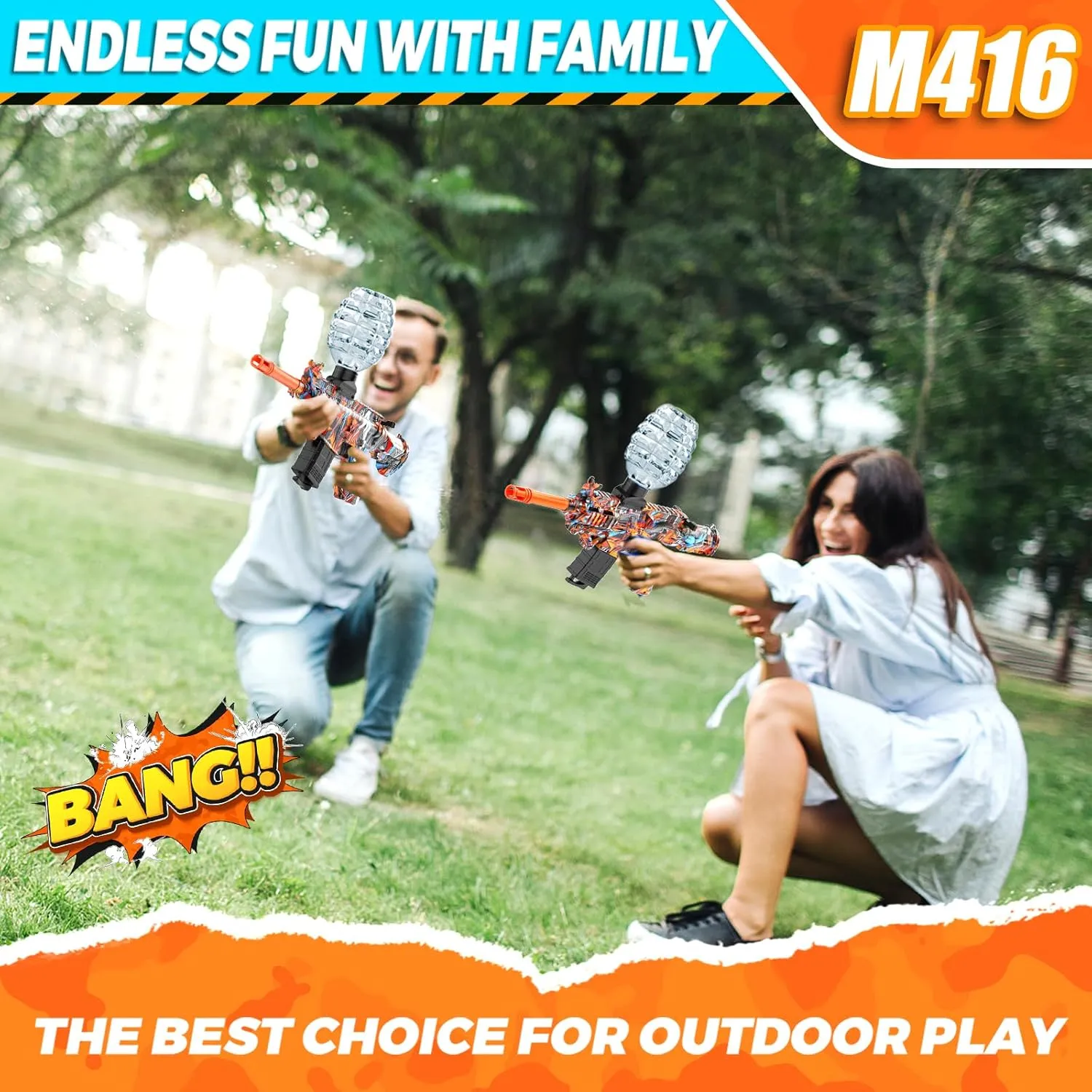 JANNIRESS Electric Gel Ball Blaster Toys,Eco-Friendly Splatter Ball Blaster,Automatic Outdoor Games Toys for Activities Team Game(Brown)