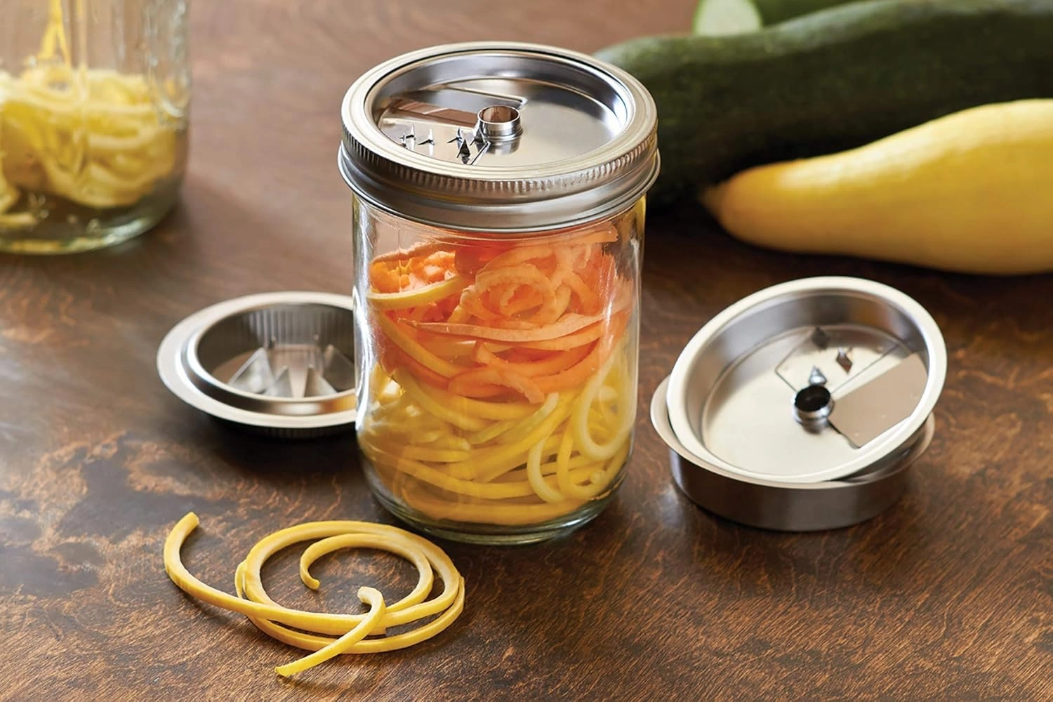 Jarware 3 in 1 Mason Jar Spiralizer Lid, Wide Mouth, Stainless Steel