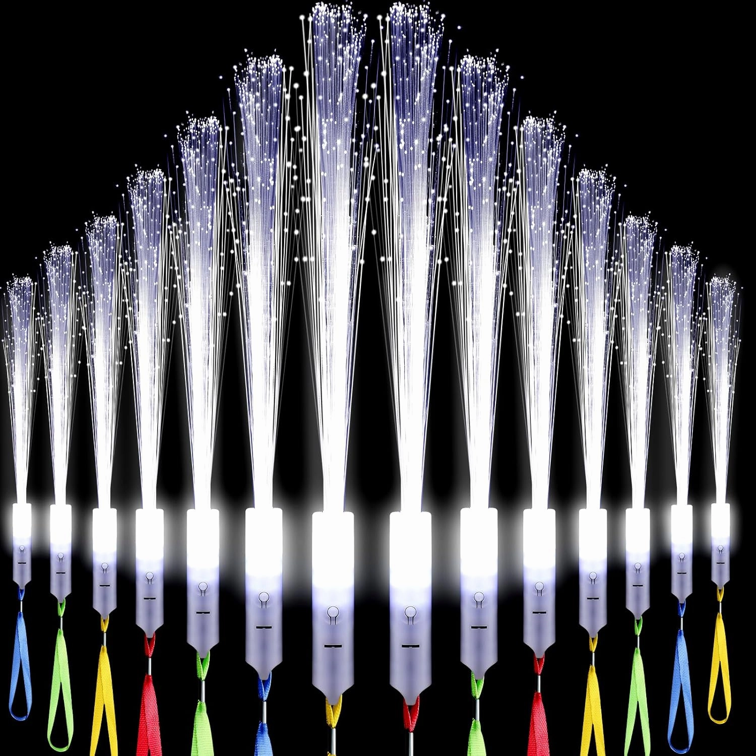 Jecery 120 Pieces White Fiber Optic Wands Glow Sticks LED Light up Wedding Wand with 3 Modes Flashing Sparklers for Wedding Bridal Shower Birthday Glow in The Dark Party Favors Supplies