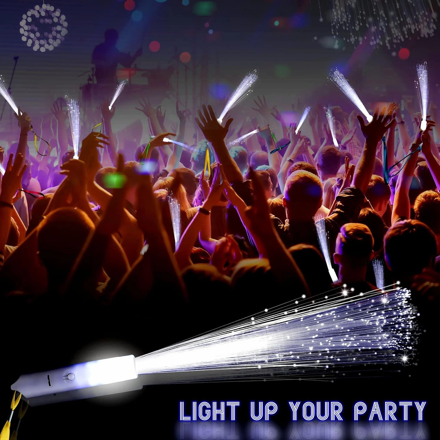 Jecery 120 Pieces White Fiber Optic Wands Glow Sticks LED Light up Wedding Wand with 3 Modes Flashing Sparklers for Wedding Bridal Shower Birthday Glow in The Dark Party Favors Supplies
