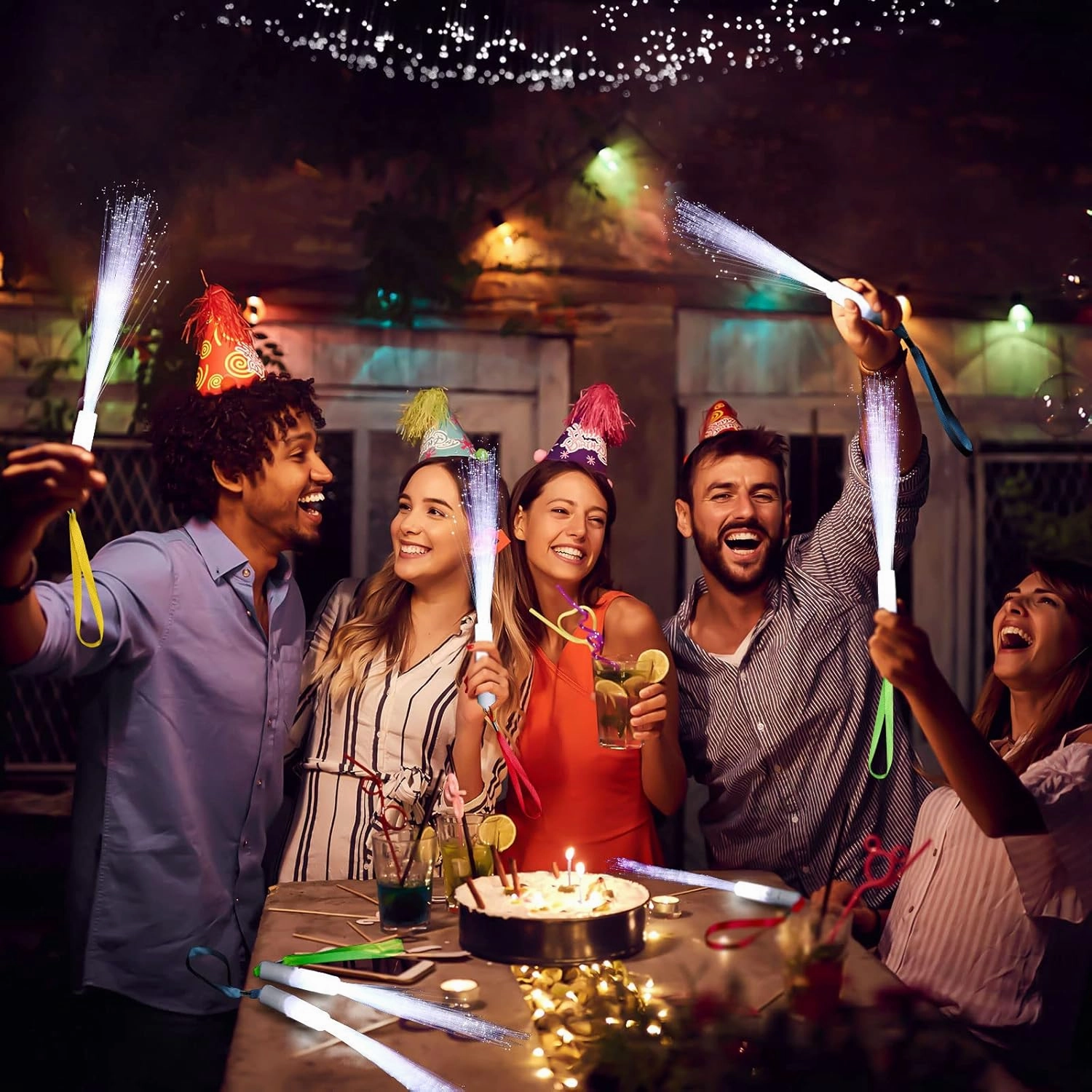Jecery 120 Pieces White Fiber Optic Wands Glow Sticks LED Light up Wedding Wand with 3 Modes Flashing Sparklers for Wedding Bridal Shower Birthday Glow in The Dark Party Favors Supplies