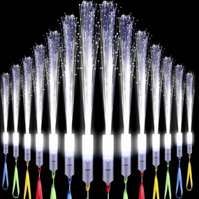 Jecery 120 Pieces White Fiber Optic Wands Glow Sticks LED Light up Wedding Wand with 3 Modes Flashing Sparklers for Wedding Bridal Shower Birthday Glow in The Dark Party Favors Supplies