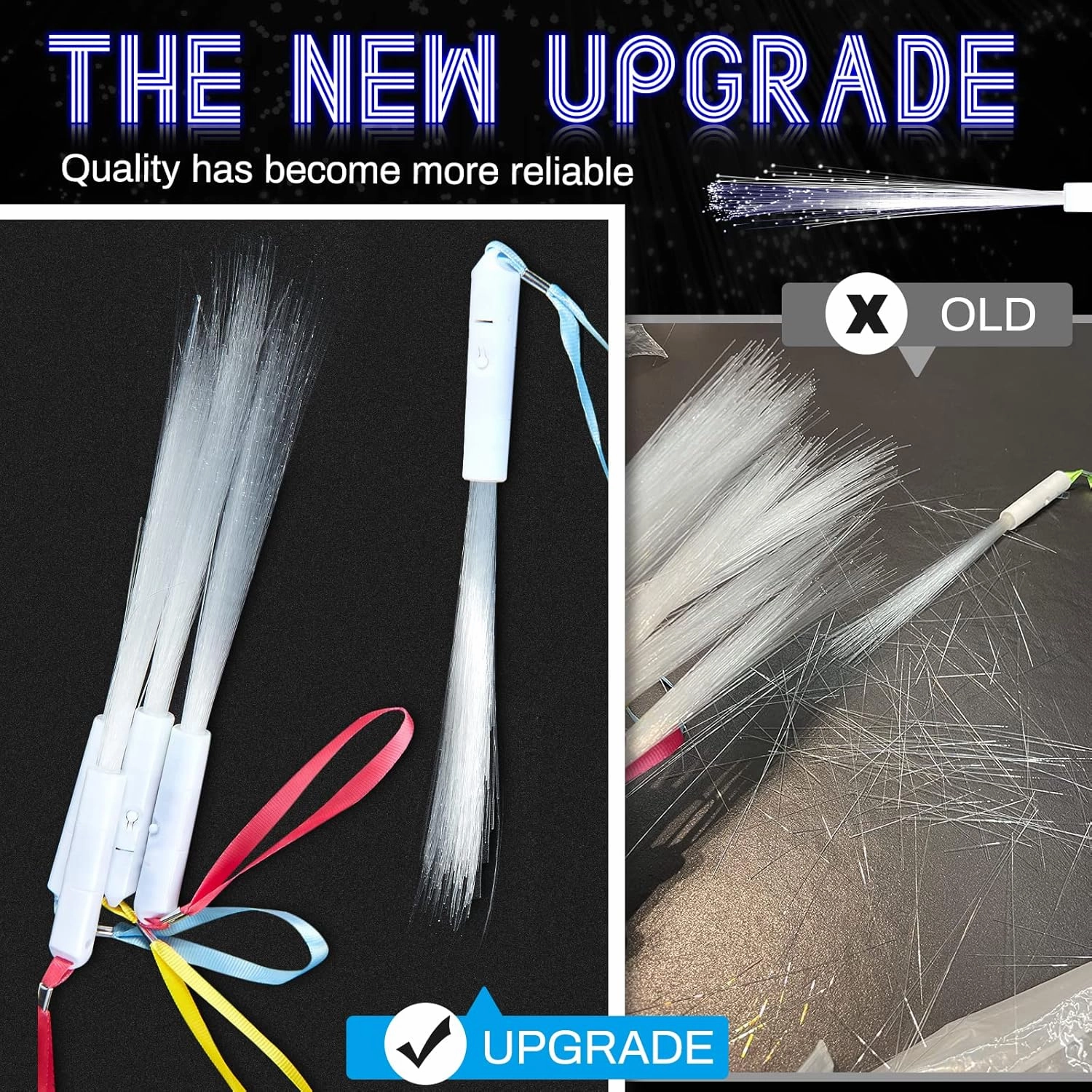 Jecery 120 Pieces White Fiber Optic Wands Glow Sticks LED Light up Wedding Wand with 3 Modes Flashing Sparklers for Wedding Bridal Shower Birthday Glow in The Dark Party Favors Supplies