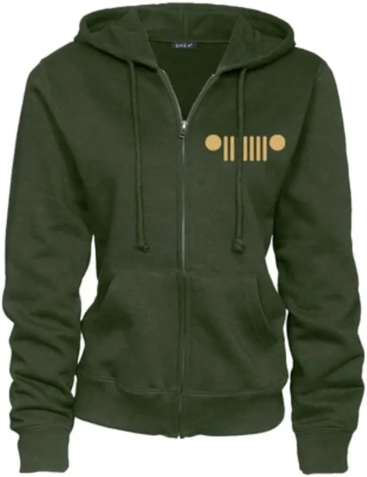 Jeep Ladies Live Love Explore Logo Hoodie Hooded Sweatshirt - Olive Green