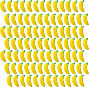 Jerify 100 Pcs Banana Stress Toys Stretchy Banana Fidget Toys Realistic Stretchy Pu Foam Party Favors for Teens and Adults(2.36 Inches)