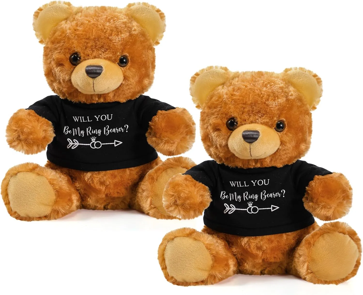Jexine 2 Pieces Wedding 10 Inch Bear Stuffed Animal Will You Be My Flower Girl Ring Boy Proposal Gifts from Bride Groom with Clothing for Wedding Proposal Anniversary Party (Ring Bearer)
