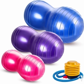 Jexine 3-Piece Anti-Burst Peanut Exercise Ball Set - Yoga Balance Stability Ball for Home Gym, Pregnancy, Labor, and Physical Therapy, Includes 1 Pump, 3 Size Options