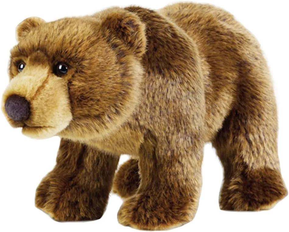 JIANEEXSQ Realistic Brown Bear Stuffed Animal Plush Toy, Simulation Brown Teddy Bear Plushies Soft Toy, Birthday Gift Decor