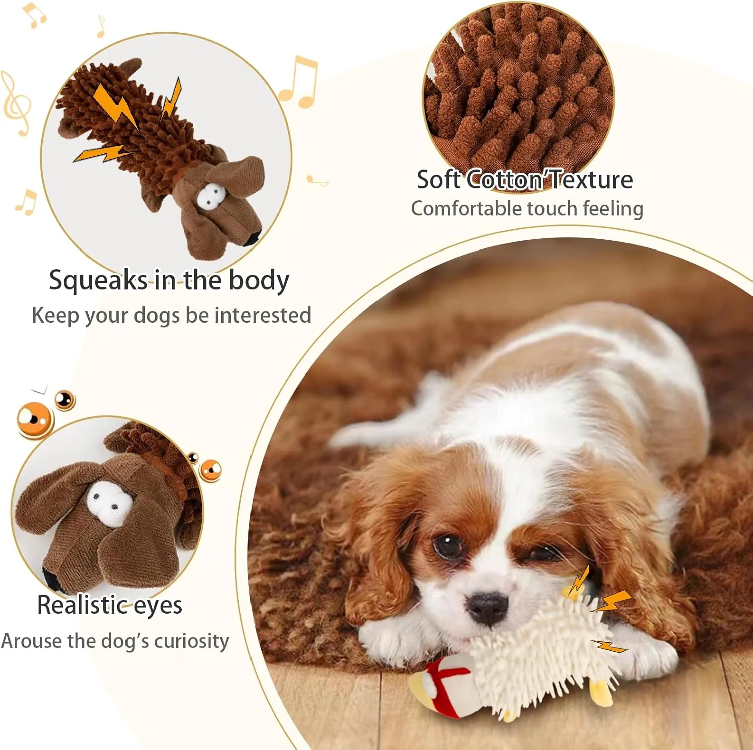 JMZDS&JL Dog Squeak Toys, Puppy Teething Toy, Dog Chewing Toys for Puppies, Medium Size Dogs, Plush Stuffed Crinkle Pet Chew Toys, Texture Exploration, Stuffed Animals for Dogs.（6pack）