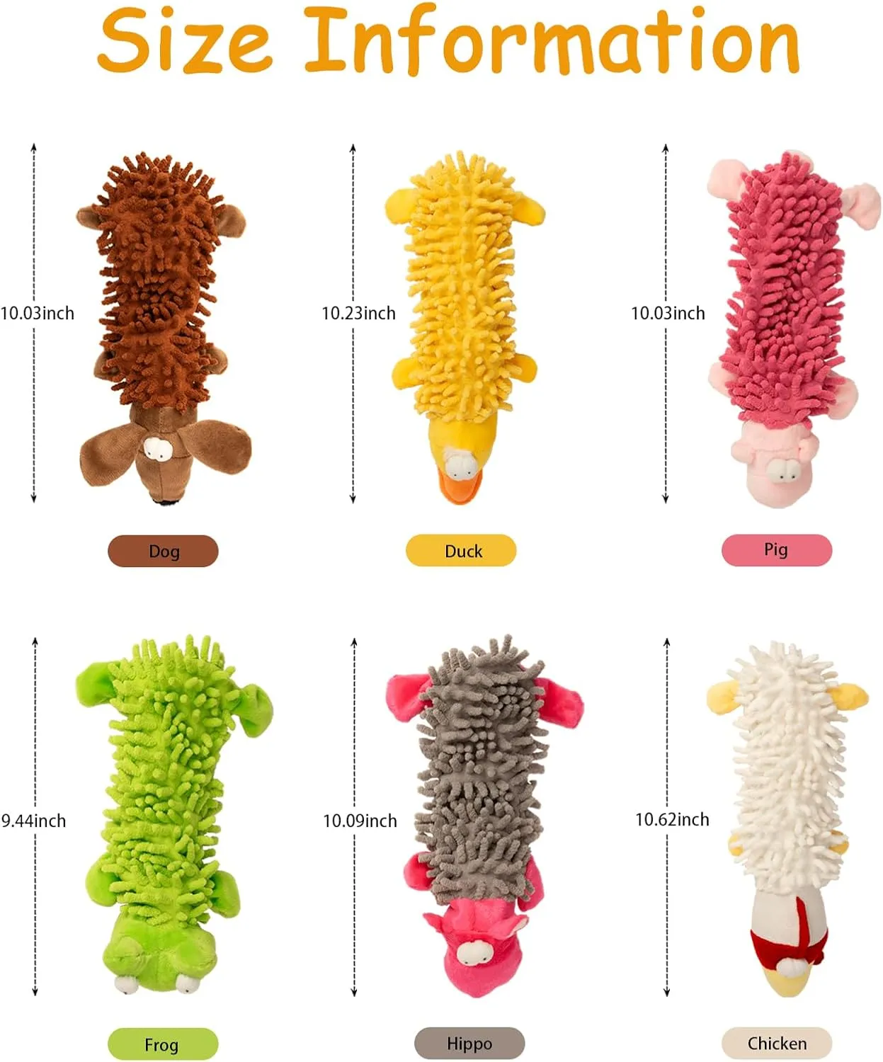 JMZDS&JL Dog Squeak Toys, Puppy Teething Toy, Dog Chewing Toys for Puppies, Medium Size Dogs, Plush Stuffed Crinkle Pet Chew Toys, Texture Exploration, Stuffed Animals for Dogs.（6pack）