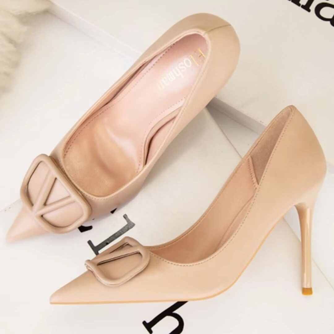 JOEupin Women Pointed Toe Pumps Mid-Heel Pumps Formal Wedding Bridal Classic Stiletto Heel