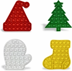 Jofan 4 Pack Christmas Fidget Sensory Pop Toys Pack for Kids Girls Boys Toddlers Christmas Stocking Stuffers Party Favors Gifts Stress Relief