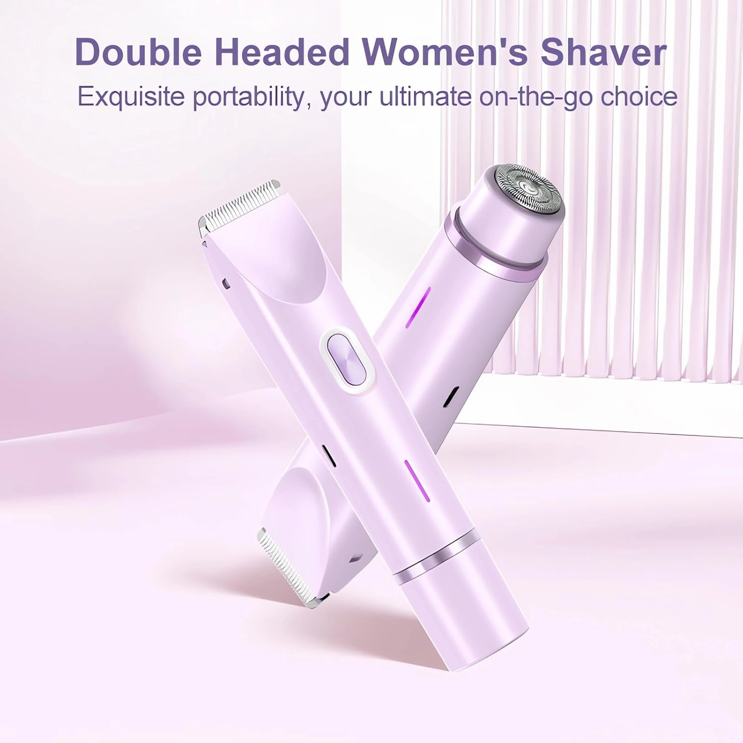 Joigivit 2 in 1 Bikini Trimmer for Women Dual Head Shaver Electric Razors Lady Pubic Hair, Ipx7 Waterproof Bikini Underarm Arm Leg Face Body Light Pink