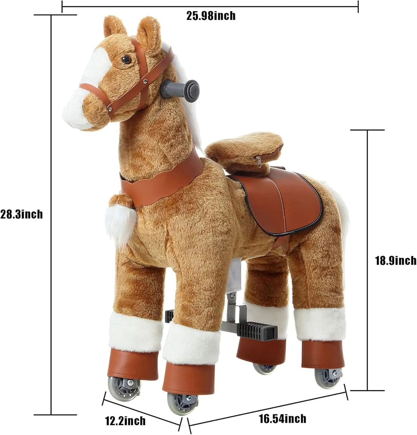 JoJoPooNy Ride on Horse Toy, Kids Ride on Toy for 3-6 Years Old, Premium Riding Horse Plush Animal Toy, Walking Horse Toy with Wheels (27 Inch Height)