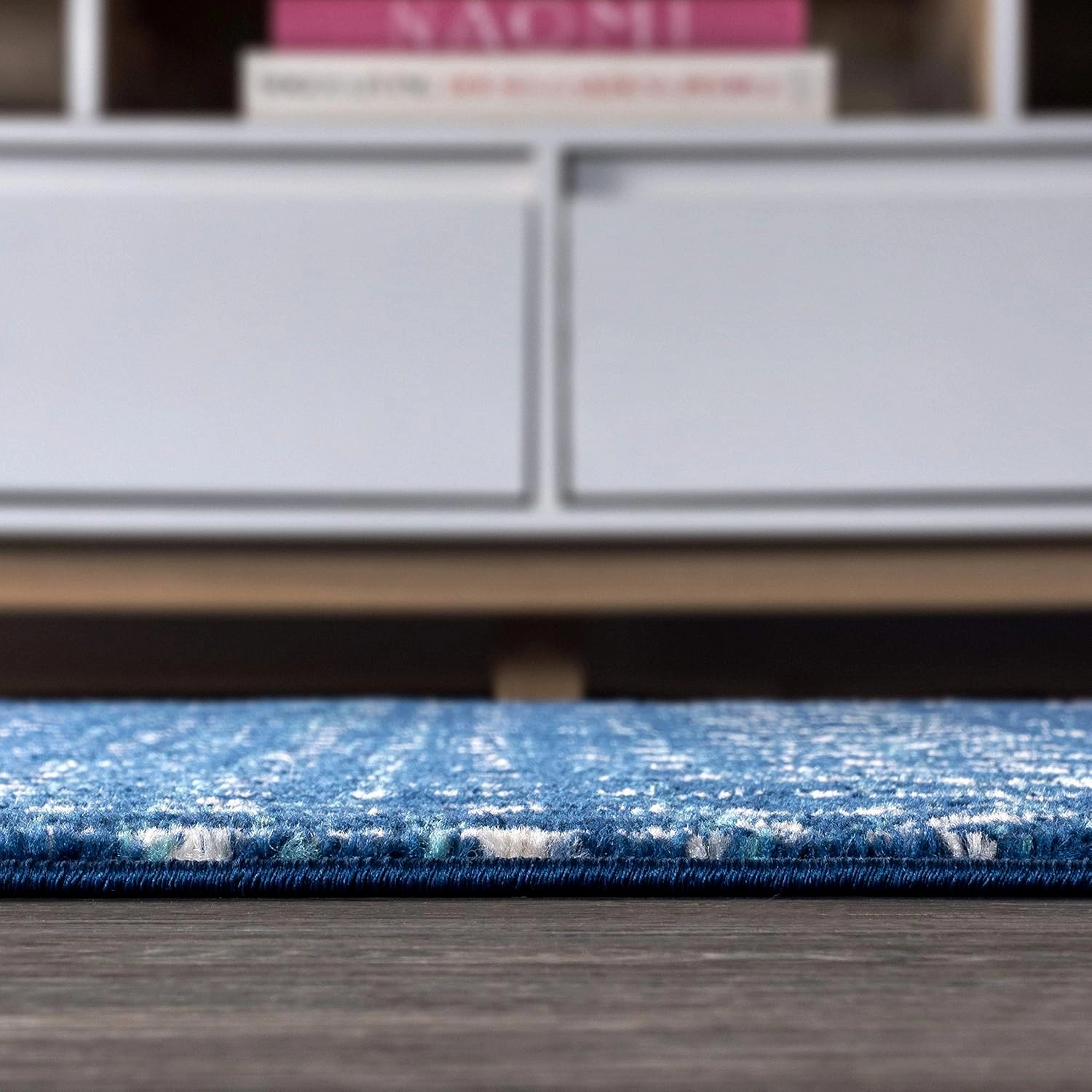 JONATHAN Y MOH101A-210 Moroccan Hype Boho Vintage Diamond Indoor Runner Rug Bohemian Easy -Cleaning Bedroom Kitchen Living Room Non Shedding, 2 X 10, Blue/White