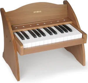 Joyreal Kids Piano Keyboard - 25 Keys Digital with Keyboard Sticker and Touch Sensitive Control Panel,Music Educational Instrument Toy,Wooden Mini Piano Gifts for Girls Boys Ages 3 