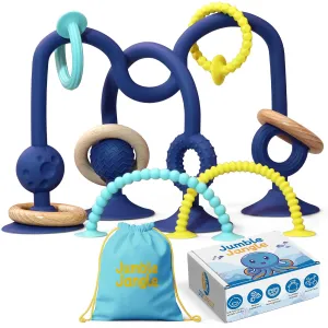 JoySprout Jumble Jangle Baby Teething Toys – BPA-Free Baby Essentials for Teething Relief: Multi-Purpose High Chair Baby Toys 0-6 Months with Sensory Textures for Infants and Toddlers