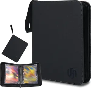Jumbo Card Binder, HYMENEX 80 Pockets Trading Card Binder with 40 Removable Double Sided Jumbo Cards Sleeves and Zipper for Oversized Cards - Portable & Lightweight 5.4" x 7.5" (Size L)