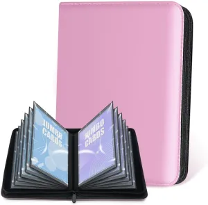 Jumbo Card Binder – WITHYU PU Leather Ringless Card Collection Binder with 60 Pockets, 5.9'' x 8.4''Card Holders Storage Album for Game Card (Pink)