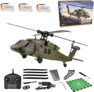 K170 Military-Style Helicopter Remote Remote Controlled Helicopter for Adults Beginners, Aircraft Plane 2.4Ghz 4CH RC Heli Aileronless 6-Axis Gyroscope Altitude Hovering