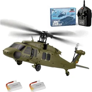 K170 UH60L RC Helicopter, 2.4G 4CH Flybarless Remote Control Helicopter, 6-Axis Gyroscope Altitude Hovering, 2Batteries