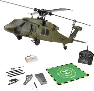 K170 UH60L RC Helicopter - Military-Grade 6-Axis Gyro Quadrotor,Brushless Motor,Stable Flight, for Adults & Beginners(1 Battery)