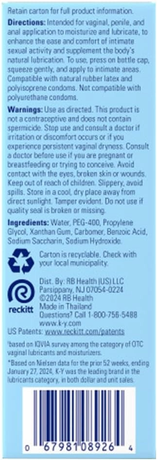 K-Y Liquid Classic Water-Based Body Friendly Formula 4.5 Fl Oz Personal Lubricant for Wetter Sex for Men, Women and Couples & Safe to Use with Latex Condoms (2 Pack)