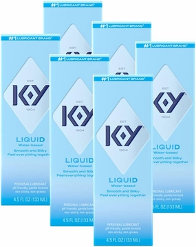 K-Y Liquid Classic Water-Based Body Friendly Formula 4.5 Fl Oz Personal Lubricant for Wetter Sex for Men, Women and Couples & Safe to Use with Latex Condoms (6 Pack)