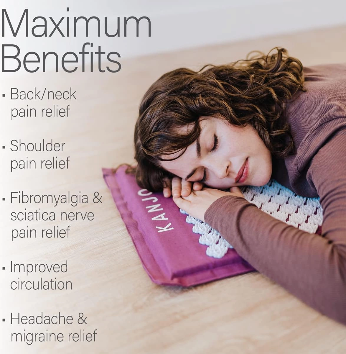 Kanjo FSA HSA Eligible Premium Acupressure Mat and Pillow Set for Back Pain Relief & Neck Pain Relief, with Memory Foam Pillow, Includes Carry Bag, Black