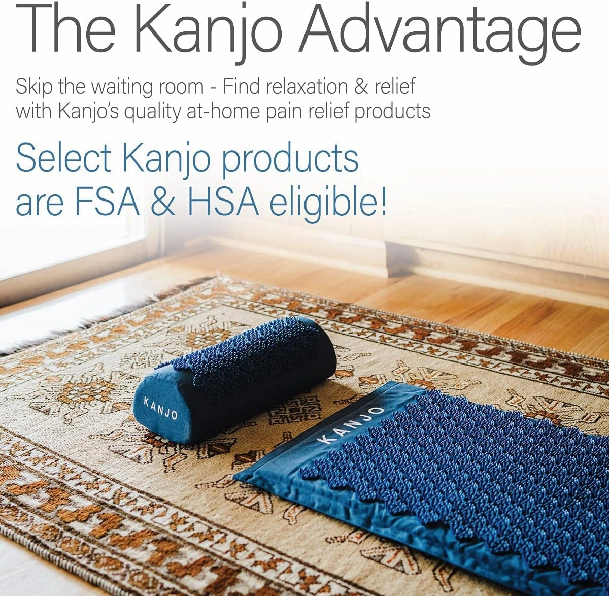Kanjo FSA HSA Eligible Premium Acupressure Mat and Pillow Set for Back Pain Relief & Neck Pain Relief, with Memory Foam Pillow, Includes Carry Bag, Black